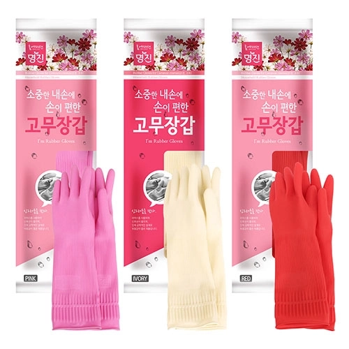 명진 손이 편한 고무장갑 L