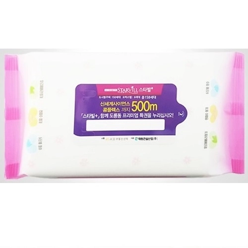 휴대용 홍보 물티슈 핑크색 60매 무광 40g 스판레이스