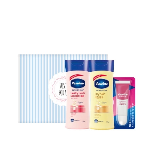 바세린 핸드 로션 3종 (핸드크림 120ml +드라이 스킨 120ml + 립밤 10g)