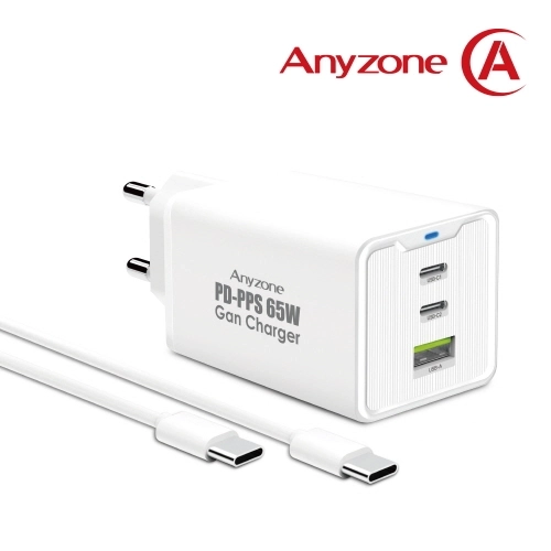 애니존 AZQ-PD65WACC 3포트 PPS Gan 65W 초고속충전기
