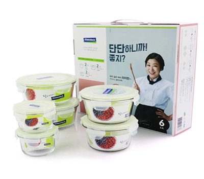 [글라스락] 클래식 원형 6조 밀폐용기 A