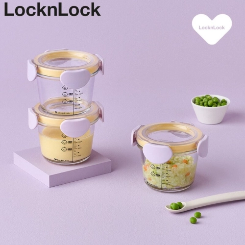 락앤락 512S3 리틀럽 디어 이유식용기 원형 밀폐캡 260ml 3P 라벤더, 스카이블루