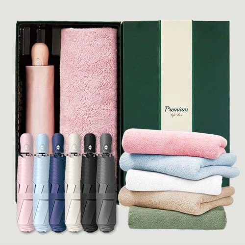 라이트핏 초경량 3단암막양우산+보송보송데일리 순면타올135g 우산타올 선물세트