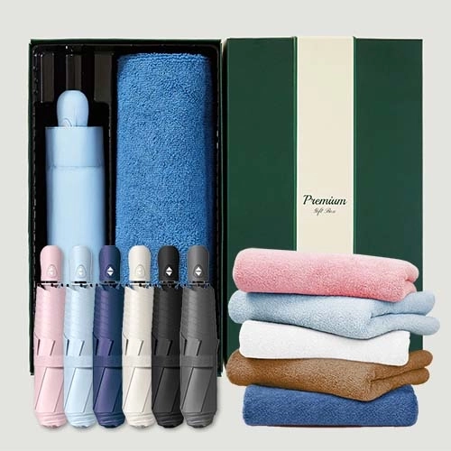 라이트핏 초경량 3단자동 암막양우산+보송보송데일리 순면타올155g 우산타올 선물세트