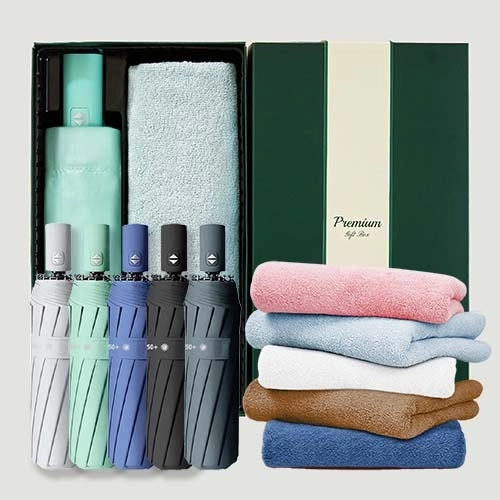 원터치 12k 더블살대 3단암막양우산+보송보송데일리 순면타올155g 우산타올 선물세트