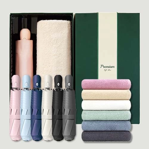 라이트핏 초경량3단 암막양우산+송월타올라이트무지130g 우산타올 선물세트