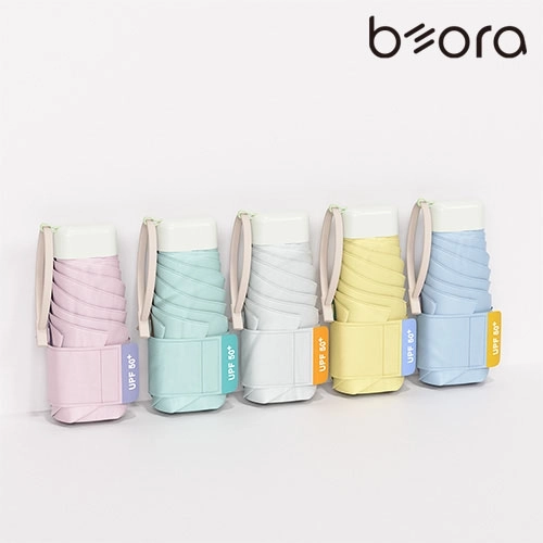BOR 065 밀키 포켓 투톤 초경량 미니 컬러암막 5단 6K 양우산