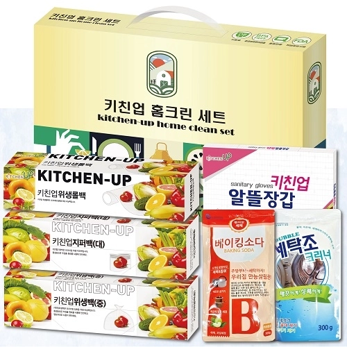 키친업 홈크린세트 세탁조 6P(위생롤백/지퍼백/위생백/위생장갑/베이킹소다/세탁조크리너)