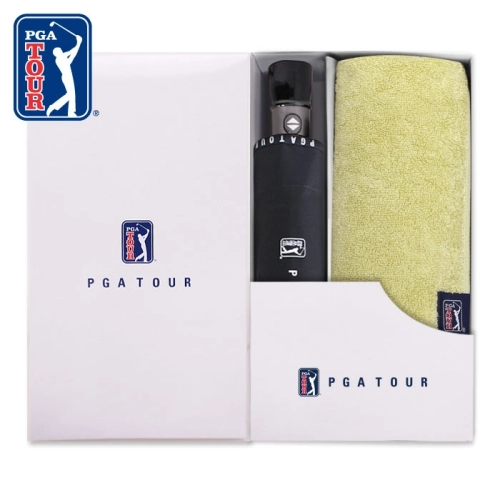 PGA 3단 로고 바이어스 완전 자동우산 + 180g 모달 면사 타올세트