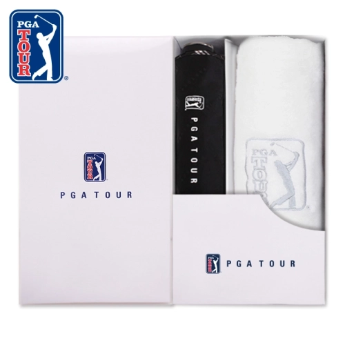 PGA 3단 수동 엠보 선염 우산 + 190g 호텔타올세트