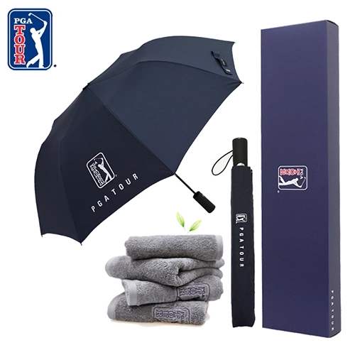 PGA 2단 자동 무지 우산 + 190g 호텔타올세트