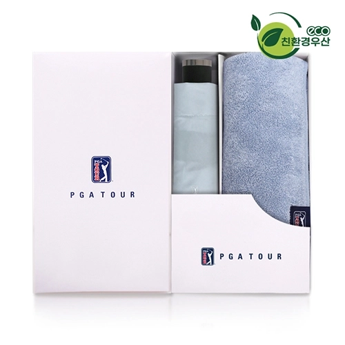 PGA 그린 3단 수동우산 + 180g 모달사 타올 세트