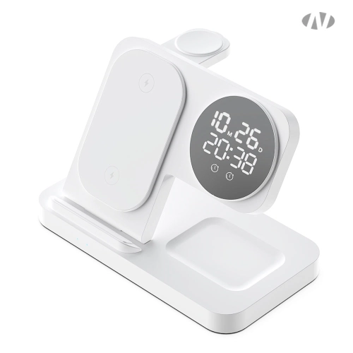 4in1 고속 무선충전 디지털 알람시계 NAO-M3100C 애플-갤럭시