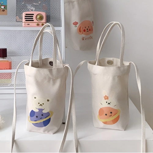 자석단추 미니에코백 물병파우치 텀블러가방 휴대용에코백 캔버스미니백 판촉용에코백
