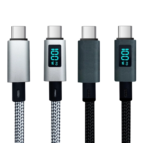 보스위즈 LED 디스플레이 C to C타입 PD 100w 초고속 충전 데이터 케이블 2M BOS-100LCD