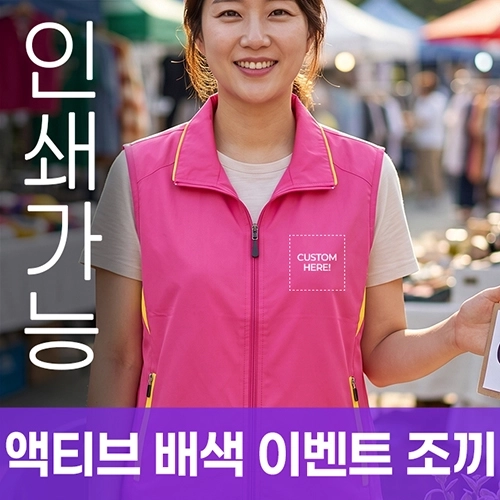 액티브 배색 이벤트 조끼 주문제작 전사인쇄