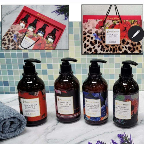 명품 선물세트 500ml 4종(헤어샴푸+단백질 트리트먼트+바디클렌저+바디로션)