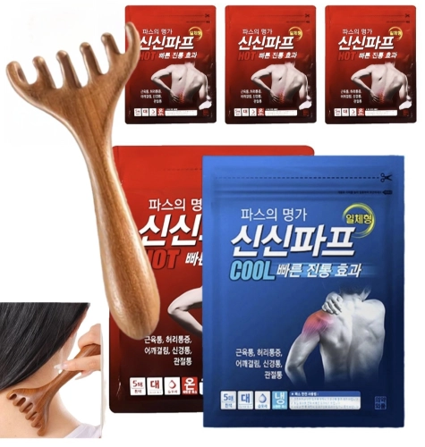 신신파스 신신파프5p 쿨파스or핫파스+전신 마사지 갈고리 빗