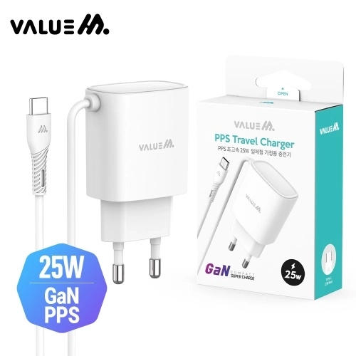 뉴에이커 25W PD3.0 고속충전 일체형 C타입 충전기 GAN25W