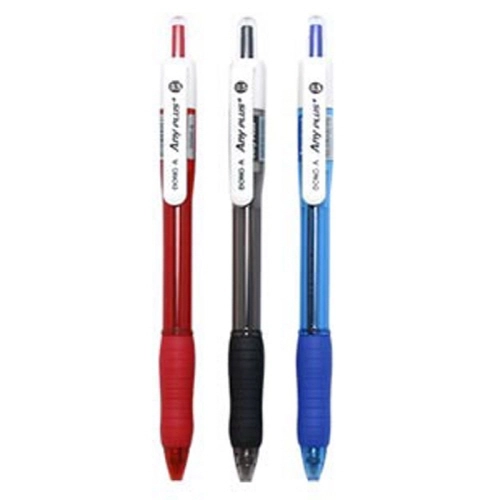 국산 동아 애니플러스 볼펜 0.5mm 흑색 청색 적색