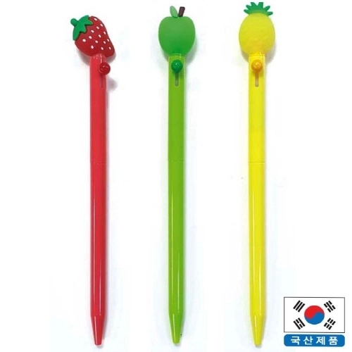 국산 실리콘 ABS 과일캐릭터 볼펜 노크펜 1P