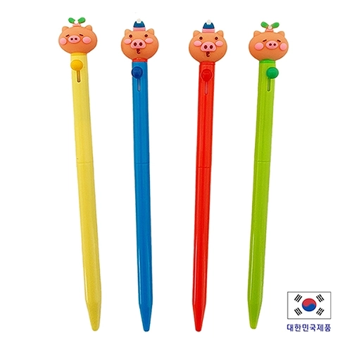 국산 0.7mm 니들볼 노크펜 꽃돼지 1P