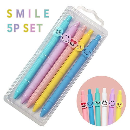 0.7mm 5P 세트 라바 스마일캐릭터 볼펜 ABS 재질