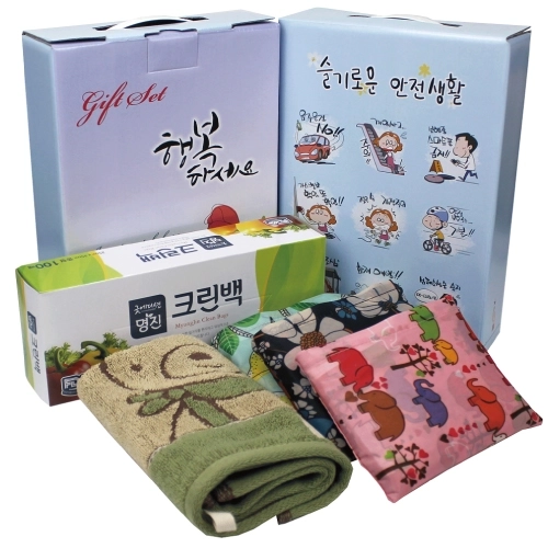 울리 주방 고리수건+대용량 시장가방 1매+위생백 100 세트