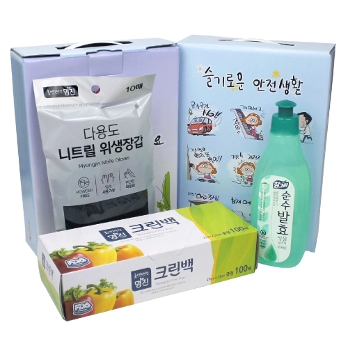 참그린곡물 주방세제 용기 300g+크린백 100매+니트릴 장갑 10매