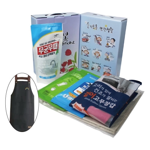 방수 앞치마+걸이 고무장갑+속장갑+청소박사+무균무때 5종세트