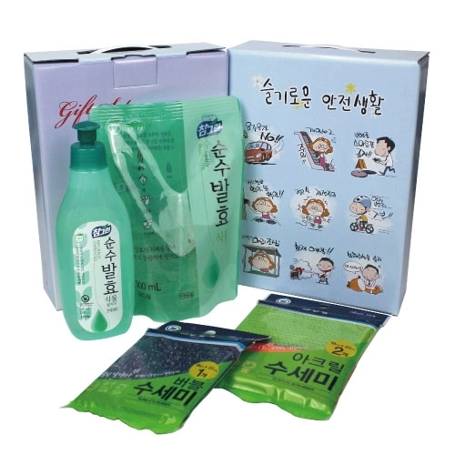 참그린 주방세제+참그린 주방세제 리필+크린랩 아크릴수세미+크린랩 버블수세미 4종세트