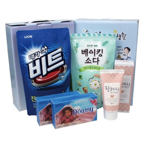 비트 액체 세탁세제 + 다우니 섬유유연제 + 베이킹소다 + 과일나라 핸드에센스 5종세트