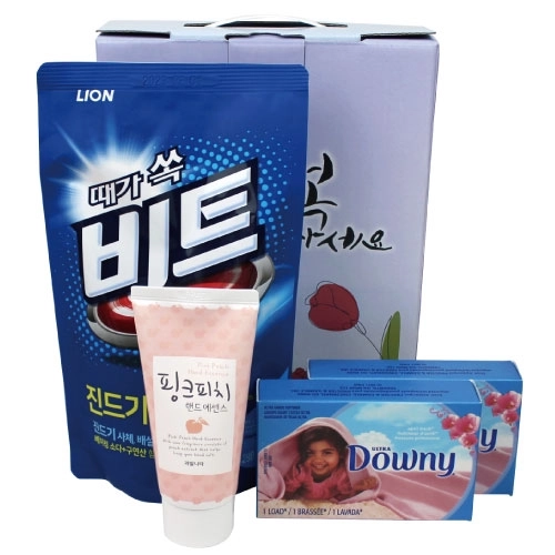 비트 액체 세탁세제+다우니 섬유유연제+과일나라 핸드크림 세트