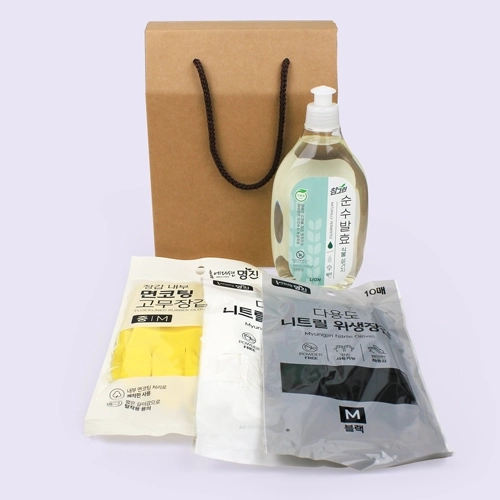 참그린 주방세제500ml + 면코팅고무장갑 + 니트릴장갑 2장