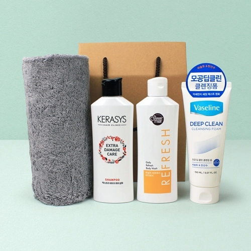 기라로쉬 코마사타올 200g+케라시스 샴푸+바디워시+바세린 클렌징폼 150g