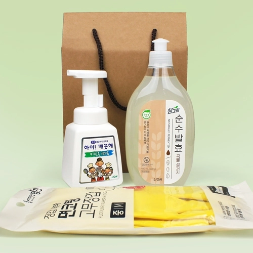 참그린 곡물설거지 주방세제 480ml + 아이깨끗해 주방전용 핸드워시 + 면코팅 고무장갑