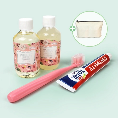 부케가르니 샴푸 + 바디워시 + 미세모 칫솔 + 덴티메이트 치약 + 지퍼파우치