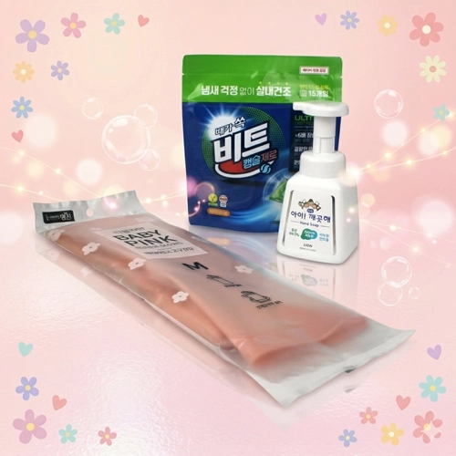 비트 캡슐세제 + 주방전용 아이깨끗해 키친솝 + 베이비 핑크 고무장갑