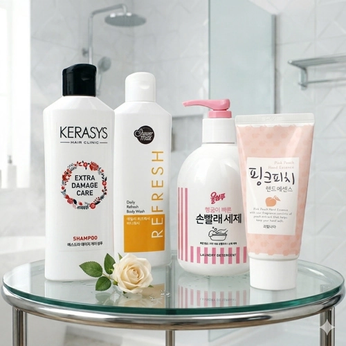 애경 샴푸 + 바디워시 + 울샴푸 손빨래 세제 용기 + 과일나라 핸드크림