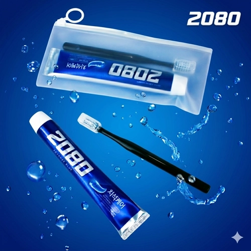 애경 2080 블루 치석케어 치약 100g + Nard 나드 컴팩트 칫솔 + 지퍼백