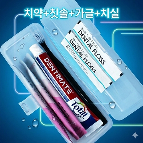 덴티메이트 치약 50g+나드 컴팩트 미세모칫솔+마우스워시 가글 3개+치실+휴대용케이스 대형