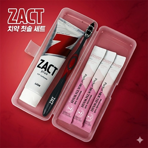 커피 흡연의 흔적 ZACT 작트 치약 150g + ZACT 작트 칫솔+2 080 핑크솔트 가글 + 휴대용 케이스 대형