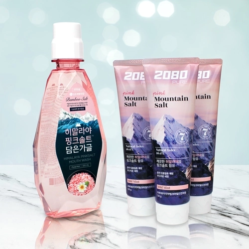 LG 생활건강 핑크솔트 가글 320ml + 2080 핑크솔트 치약 120g 3개