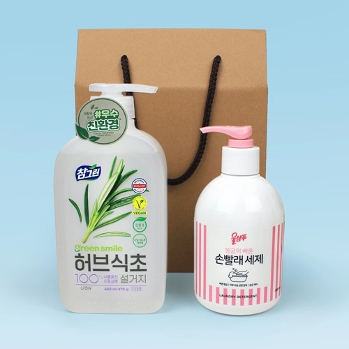 참그린 친환경 프리미엄 주방세제 허브식초 470g + 애경 손빨래 울샴푸 펌프형 380ml