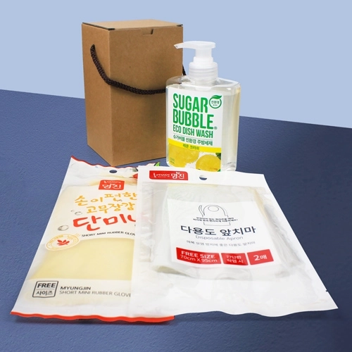슈가버블 주방세제 470ml + 단미니 고무장갑 + 다용도 앞치마 2매 + 끈케이스