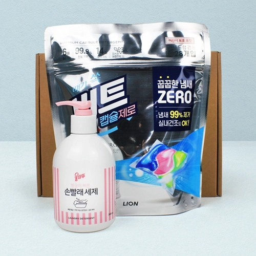 냄새제로 비트 캡슐세제 28입 + 애경 울샴푸 손빨래 펌프형 세제 380ml + 끈케이스