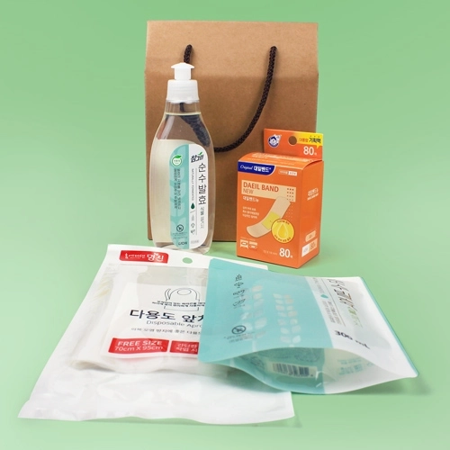 참그린 식물설거지 주방세제 290ml+리필 300ml + 다용도 앞치마 2매 + 정품 대일밴드 80매