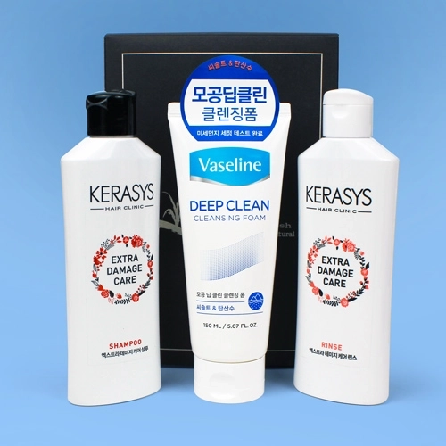케라시스 샴푸+린스 180ml + 바세린 클렌징폼 150ml + 종이케이스
