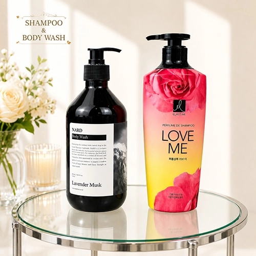 LG생활건강 엘라스틴 샴푸 400ml + 나드 바디워시 500 ml + 끈케이스