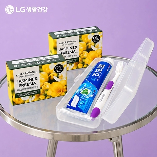 LG생활건강 쟈스민 비누2개+페리오 치약150g+페리오 이중 미세모칫솔+휴대용케이스 대형